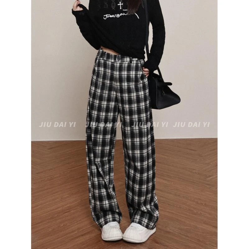 玖黛衣 【格子裤】早秋慵懒风百搭格子裤子KZP44377 KZP44378