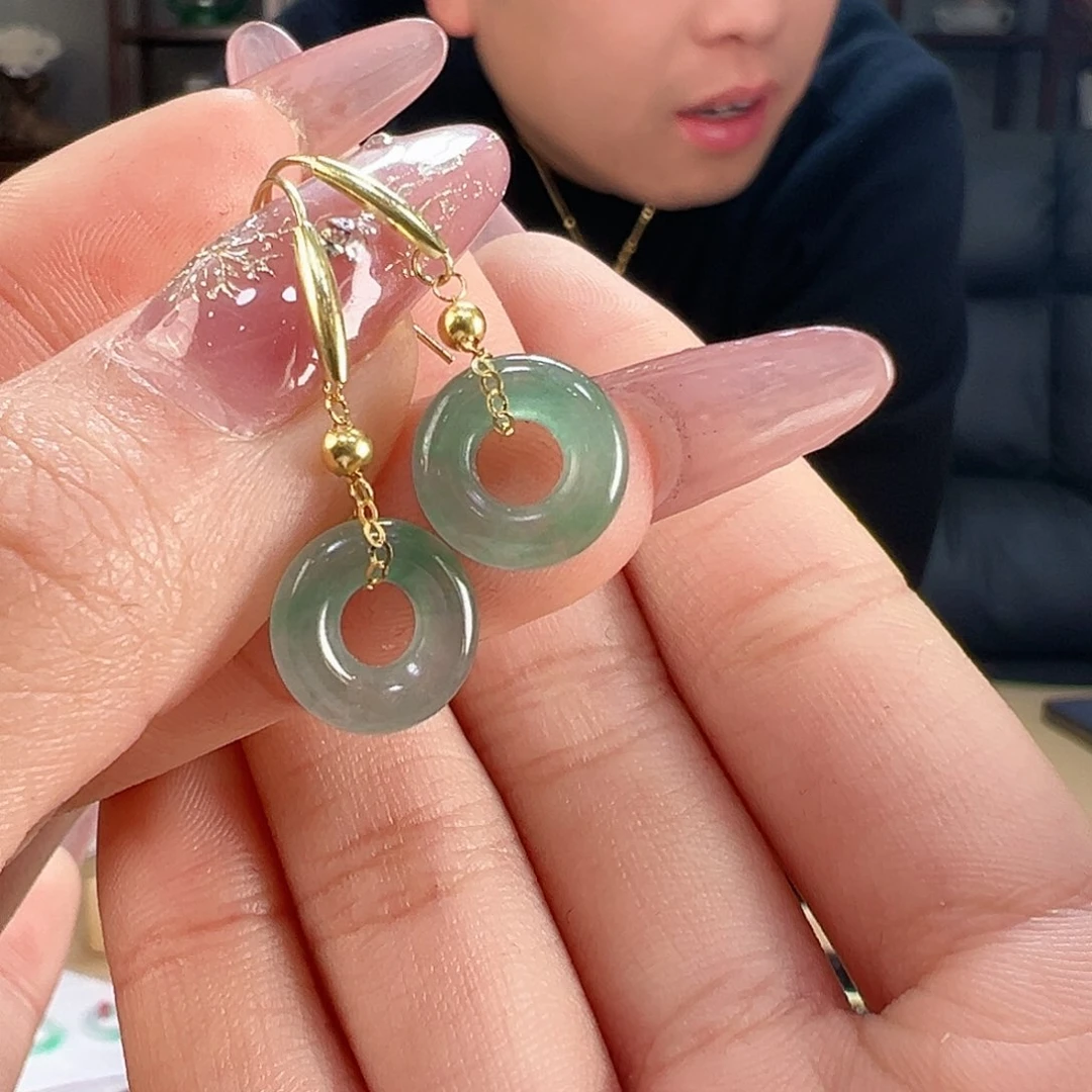 翡翠耳饰18K金镶嵌耳环26