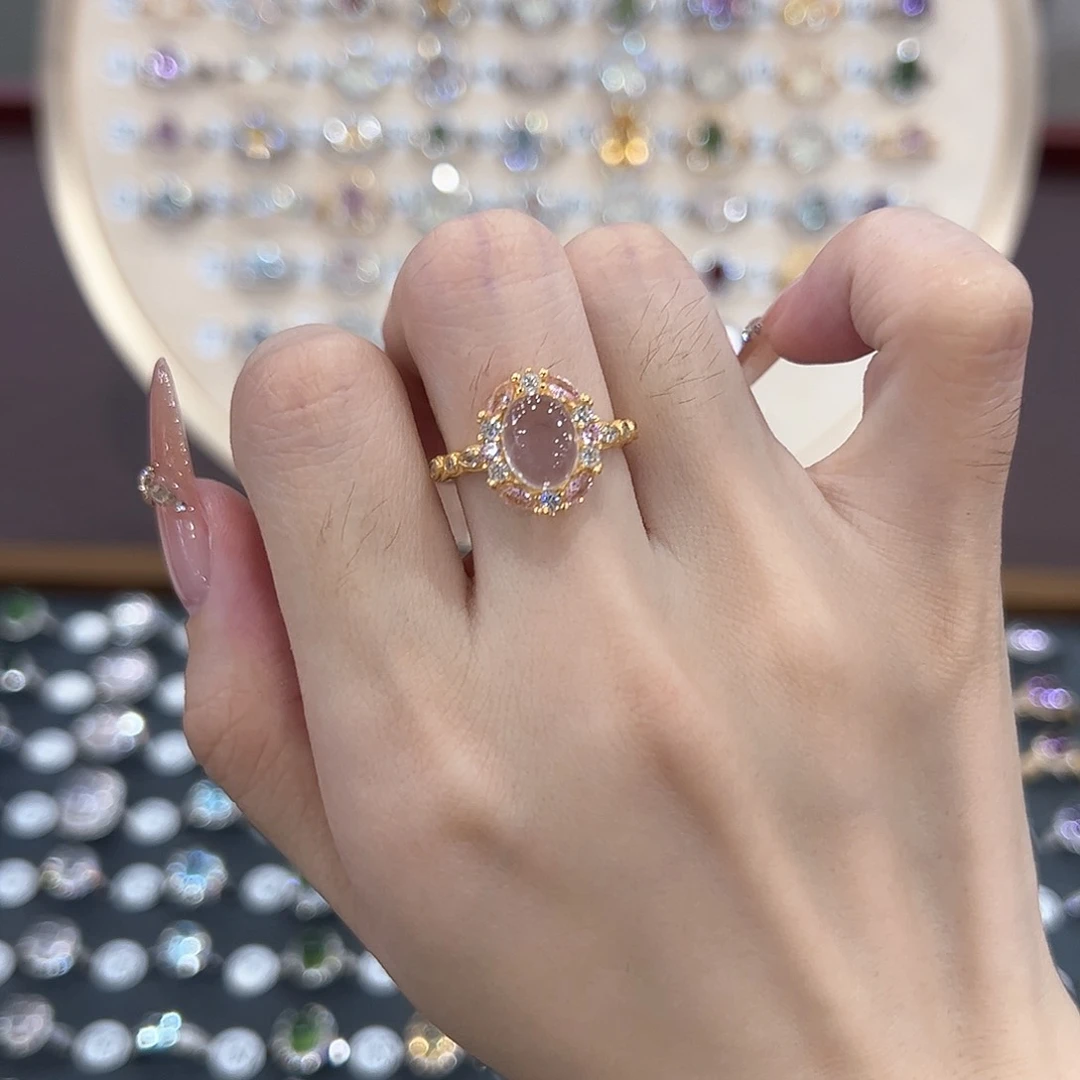 蛇纹石玉银S925镶嵌戒指