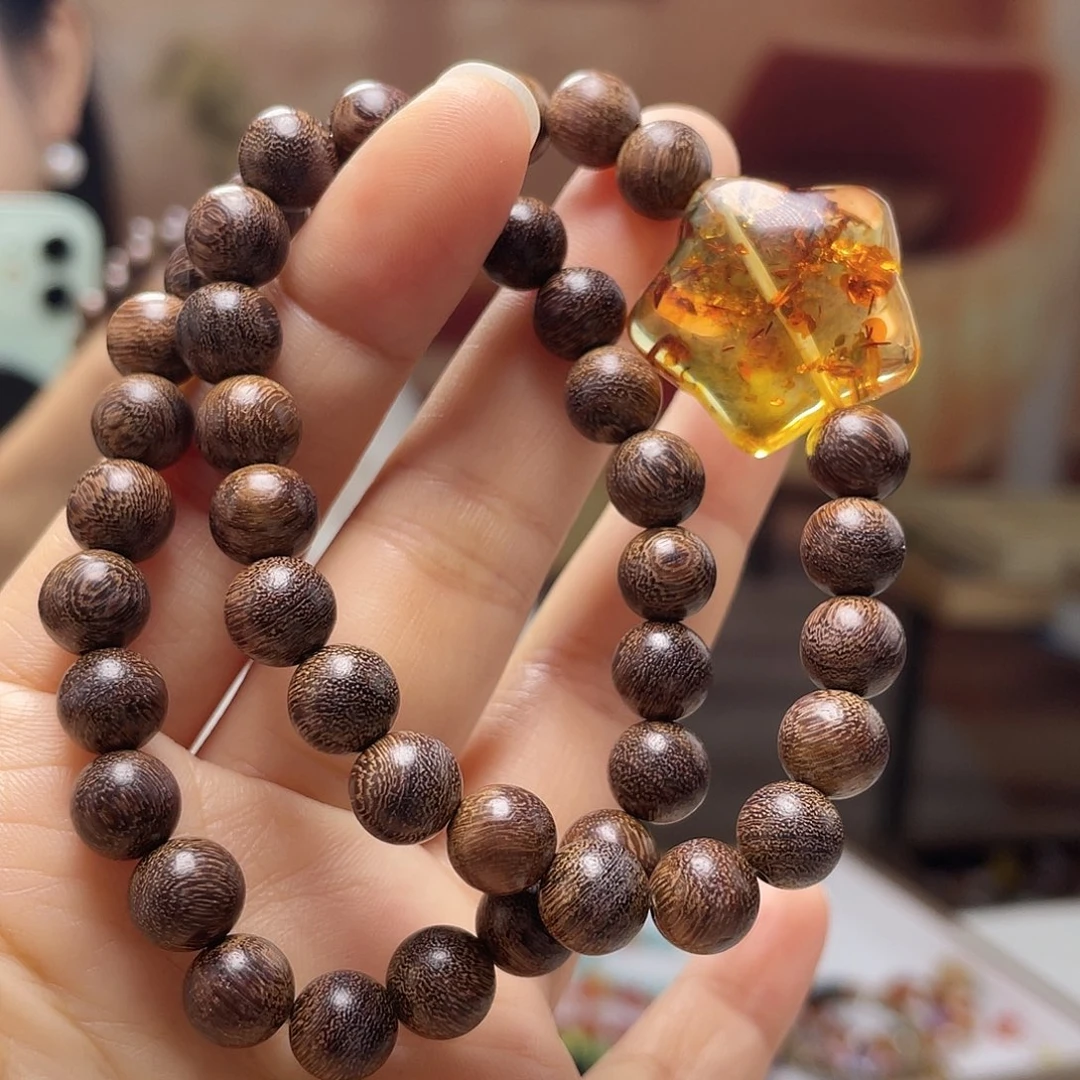 琥珀未镶嵌裸石手串