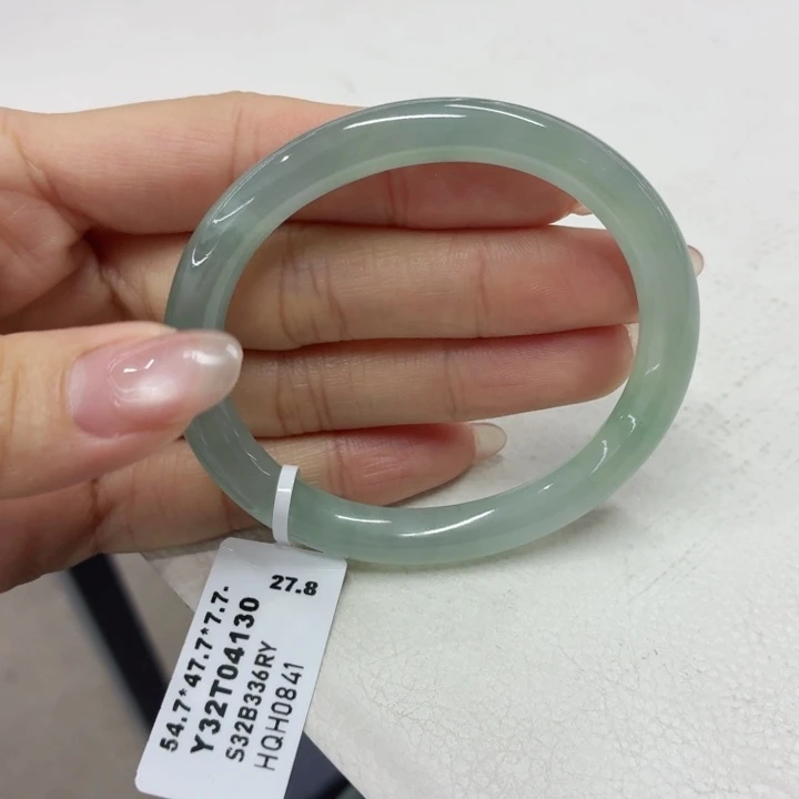 翡翠未镶嵌手镯54.7贵妃圆条 冰胶蓝