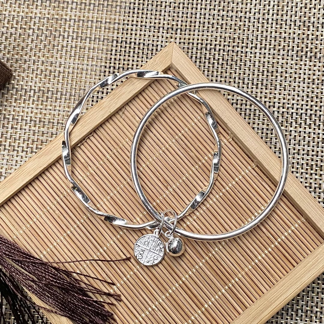 足银手镯 16号 双环莫比乌斯手镯足银9999手镯 情人节礼物