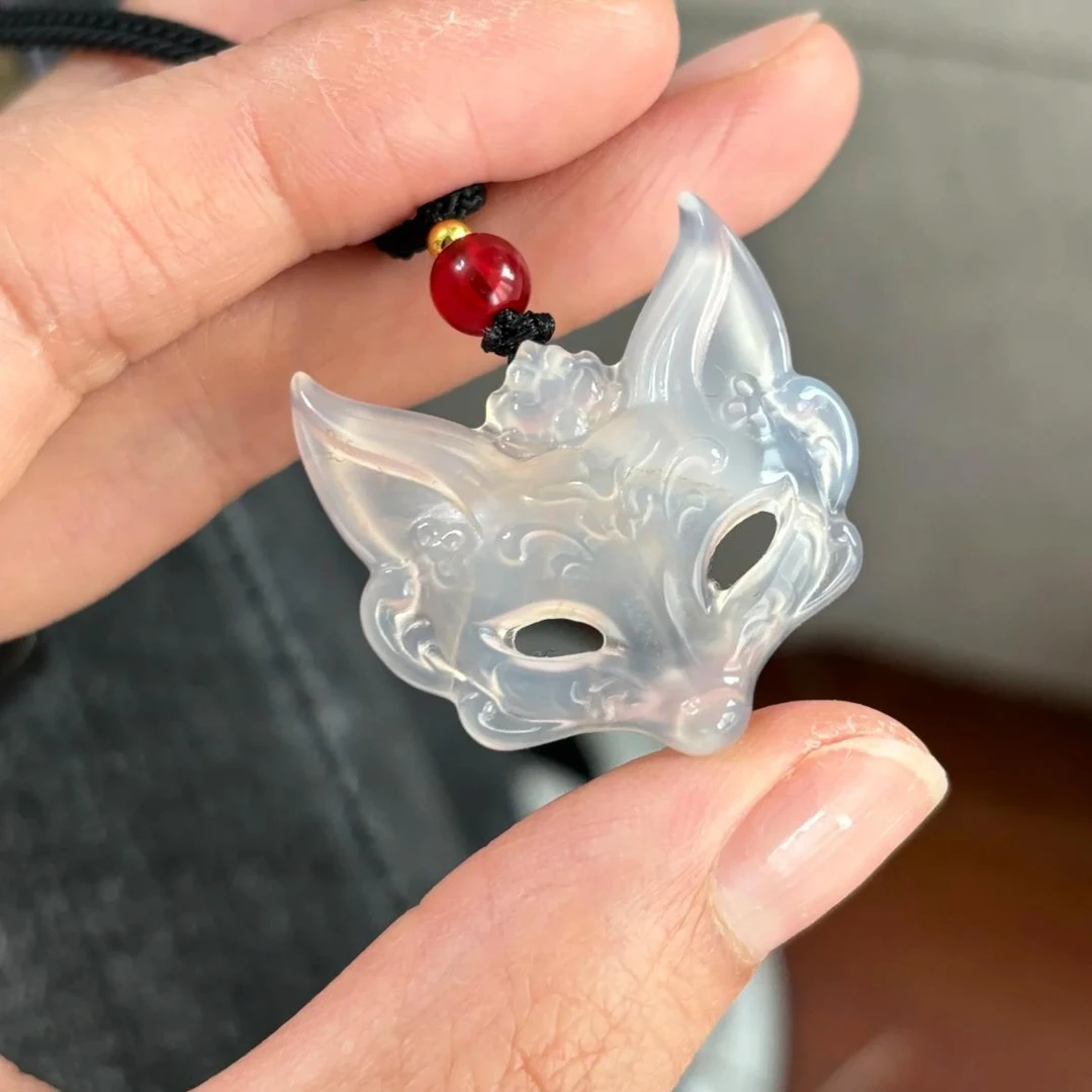 非金属布艺项链 狐狸面具项链新中式国风美学小众精致吊坠男女颈