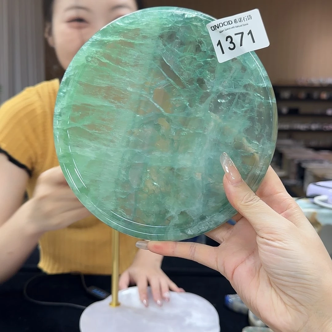 石材咩**_绿水晶圆盘298
