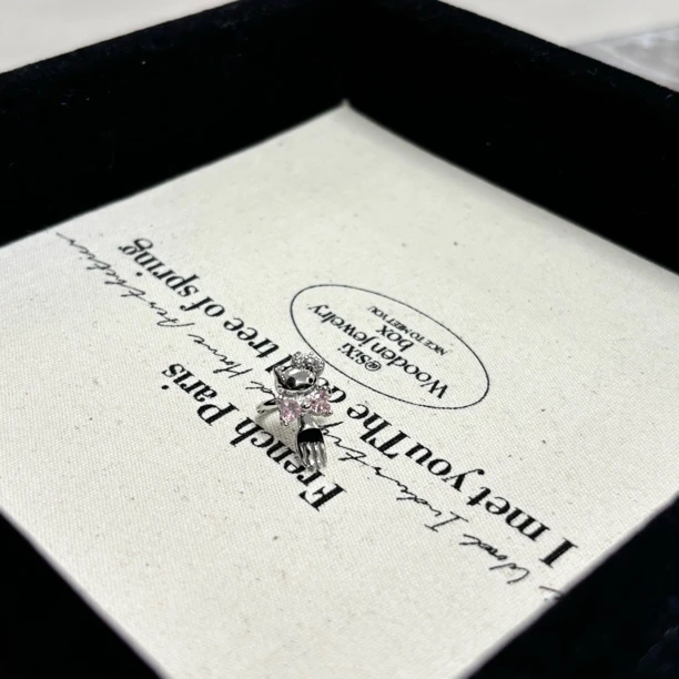 铜合金合成锆石耳饰 蝴蝶结kt叉子耳夹EJ1203（一个）