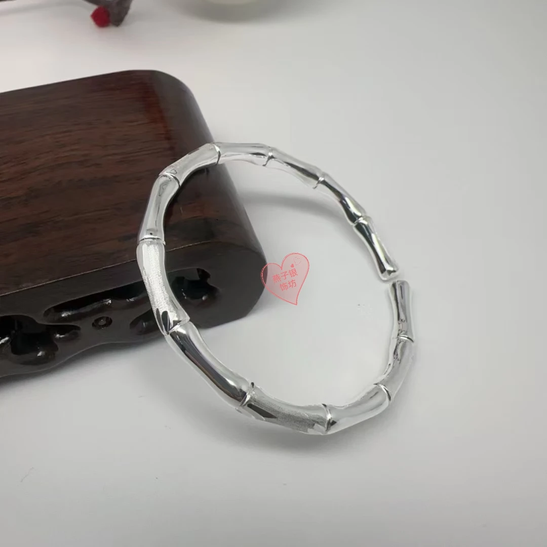 足银手镯 足银竹节手镯镯子【燕子银饰】精致百搭时尚节节高升手工