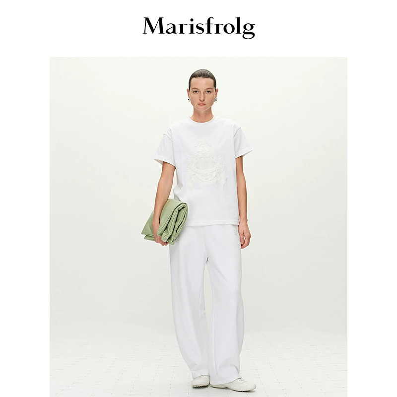 Marisfrolg玛丝菲尔气质白色时尚休闲百搭简约圆领T恤A1FZ10127