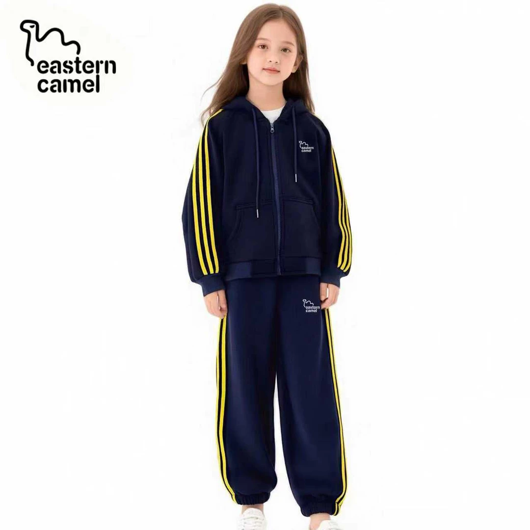 EASTERN CAMEL/东方骆驼秋冬女童男童中大童休闲加绒运动套装