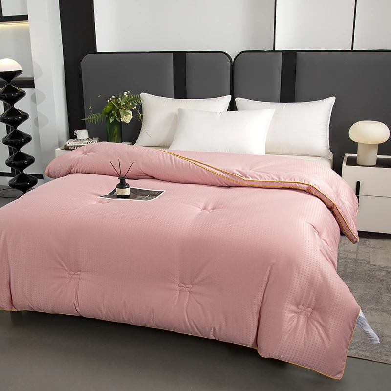 新款贡缎小提花大豆被亲肤保暖单双人被子