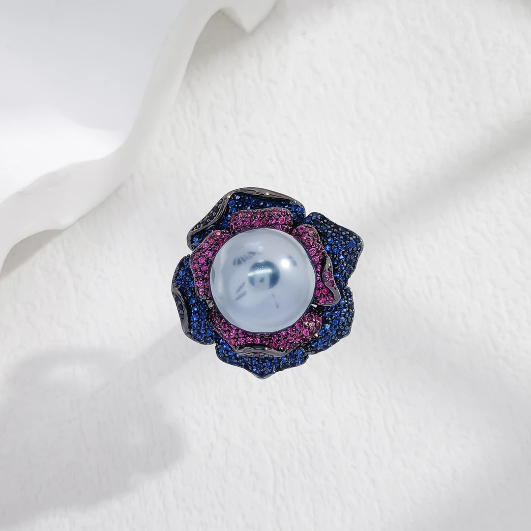 铜合金合成锆石戒指 HYM-52726 戒指欧美时尚精致小众大方轻奢