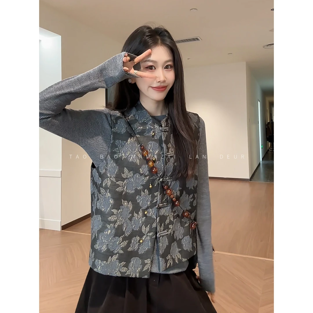 【一片星辰】时尚百搭简约设计感新中式马甲外套女