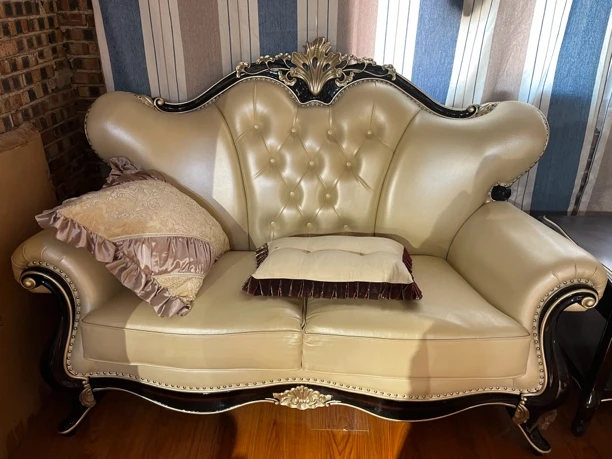 125*90*180黑檀色美式两人位沙发