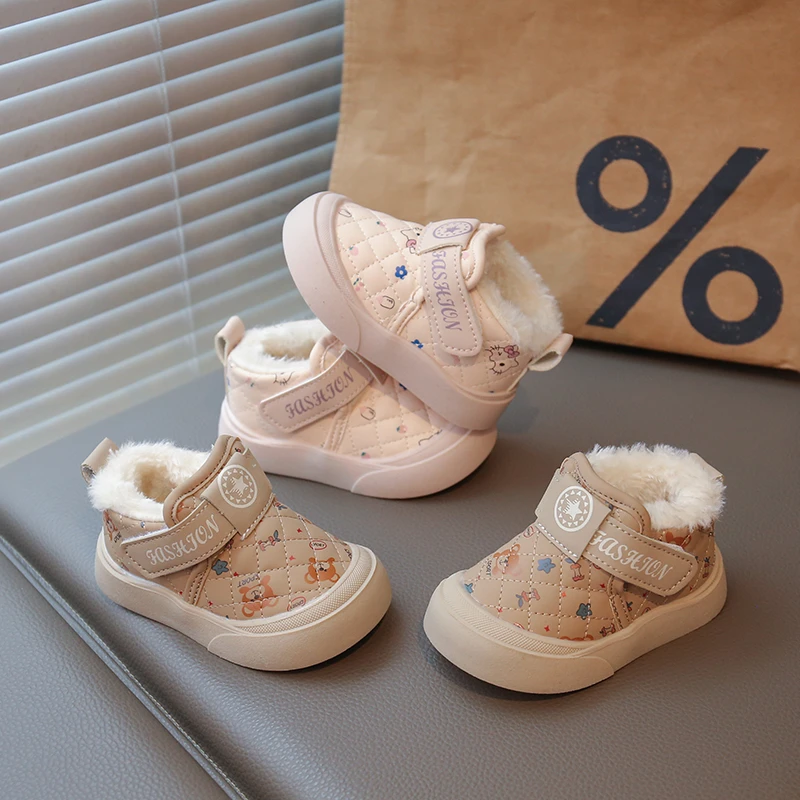 男宝宝棉鞋冬季加绒加厚儿童软底学步保暖鞋婴儿鞋女童高帮雪地靴