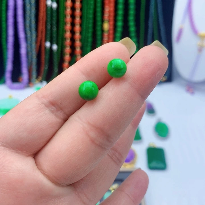 翡翠银S925镀金镶嵌耳饰耳饰5