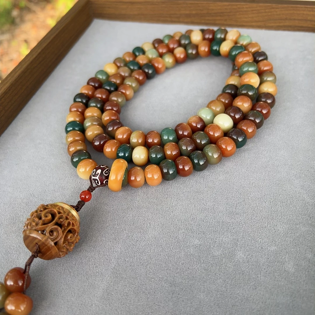 【正宗敦煌】真品菩提108缠枝花菩提手串可手戴脖戴(送三瓶香丸）1.2