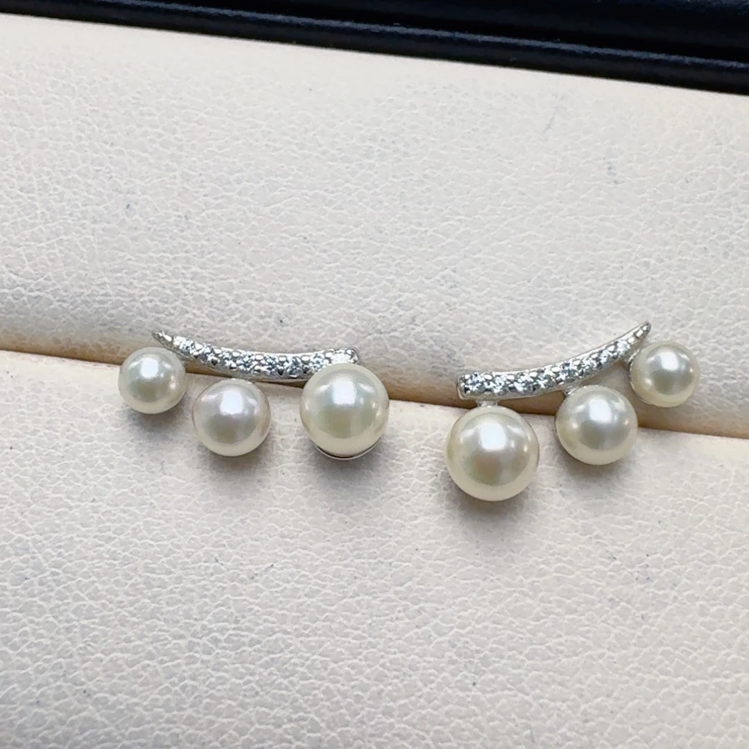 海水珍珠银S925镶嵌耳饰@@gp991