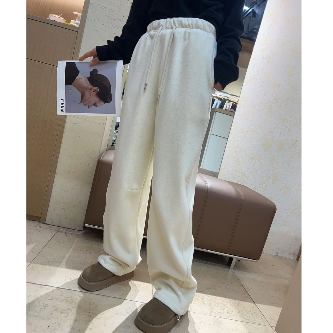 【苗姐优选】加绒厚款休闲百搭显瘦可束脚带抽绳直筒长裤6650YSHF