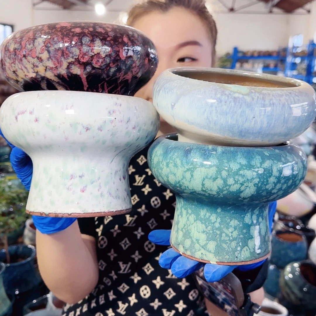 紫砂花盆高13口14