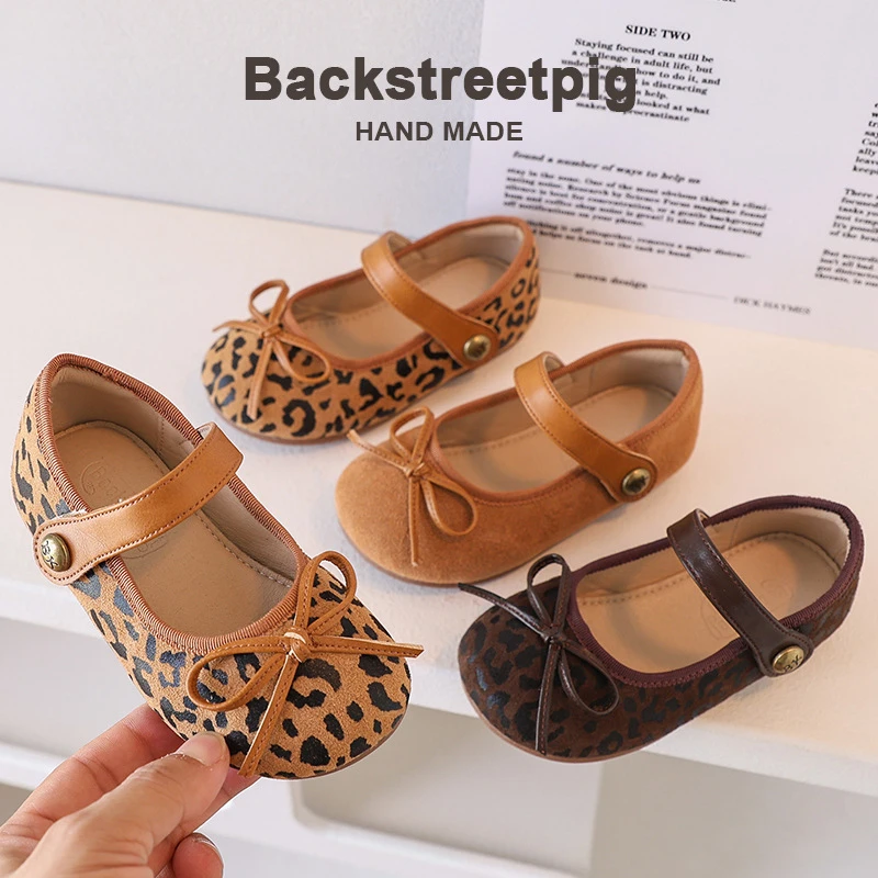 童鞋豹纹男女童公主鞋春秋季节儿童勃肯鞋防滑时尚百搭软底儿童鞋