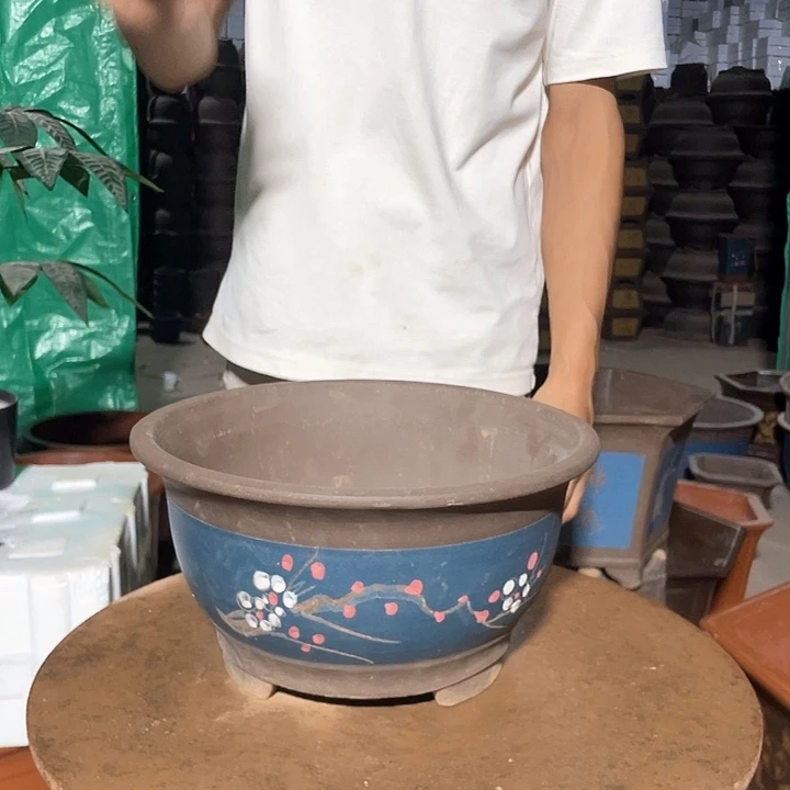蓝色富贵点彩大花盆花盆