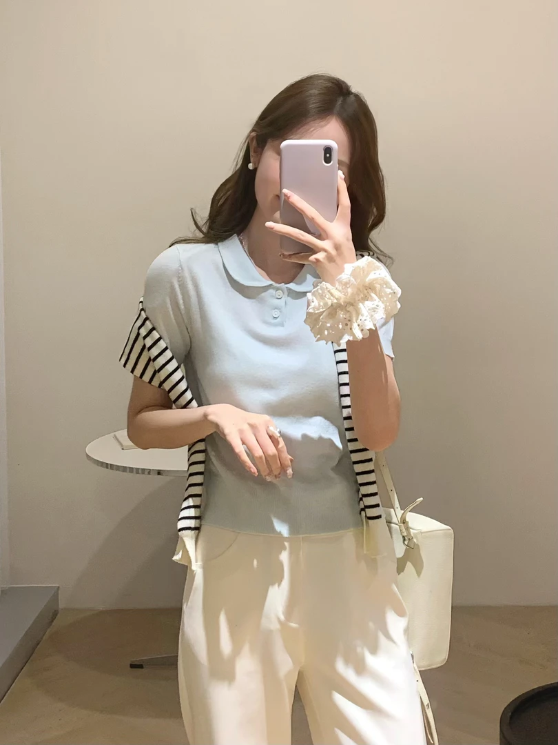 3姐【早春织遇Polo领上衣】气质休闲时尚设计师      B242