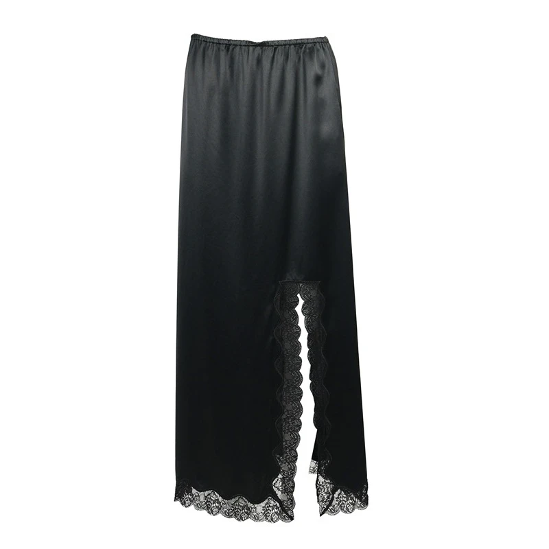 【直播专享】时尚百搭简约醋酯开叉半裙 D512500