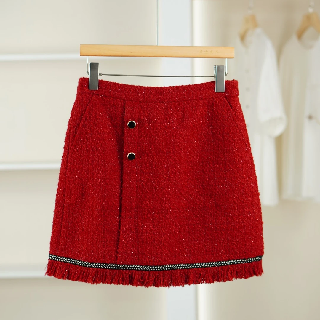 麦迪尚品【三C】5100965 时尚小香风A字短裙春秋女装商场同款