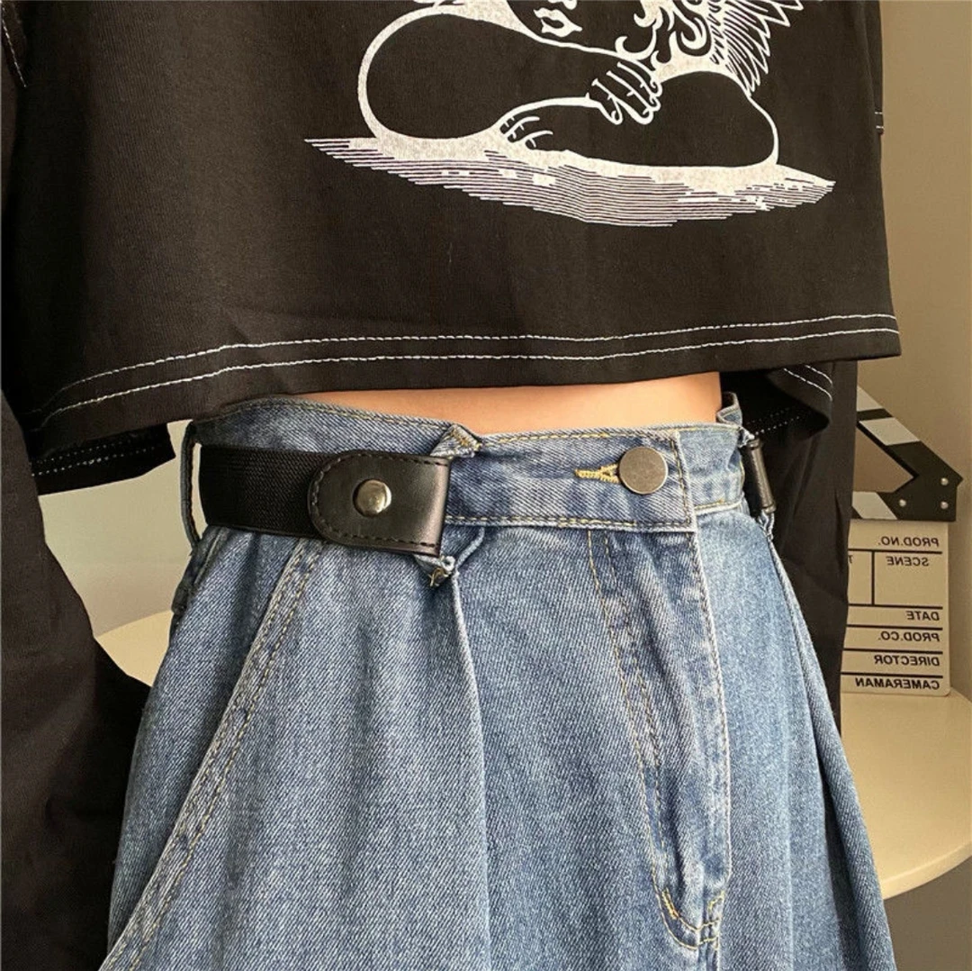 【抢！】ins风中性光身圆扣松紧男女通用腰带皮带可调男士无痕加厚