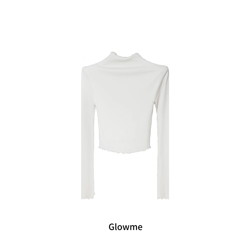 【Glowme】韩国|气质木耳边半高领上衣<no退换>