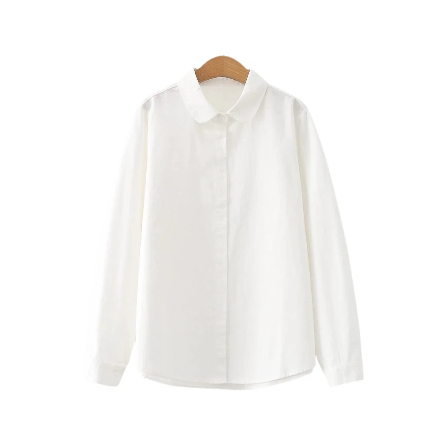 7015【柏林少女】简约气质百搭纯色长袖衬衫