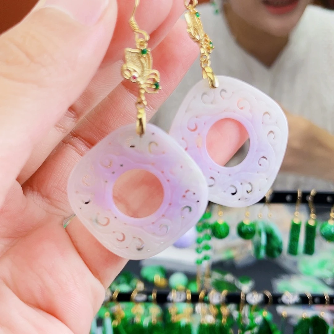 银S925镶嵌翡翠耳饰