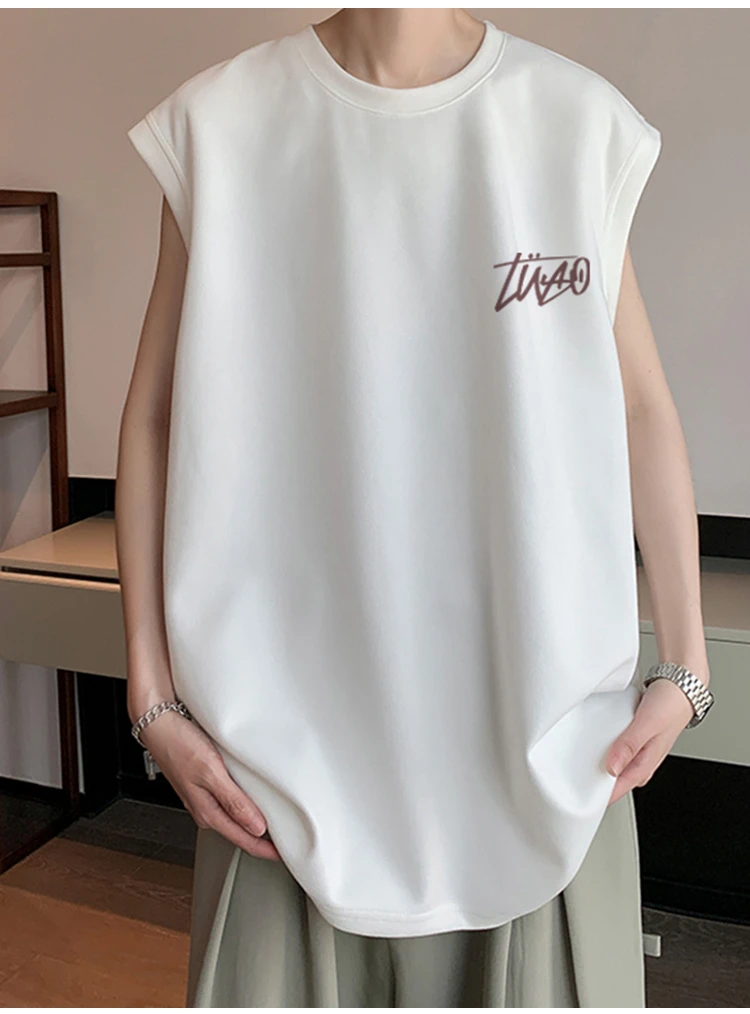 300斤大码夏季纯棉休闲背心运动坎肩百搭印花无袖t恤男士宽松美式