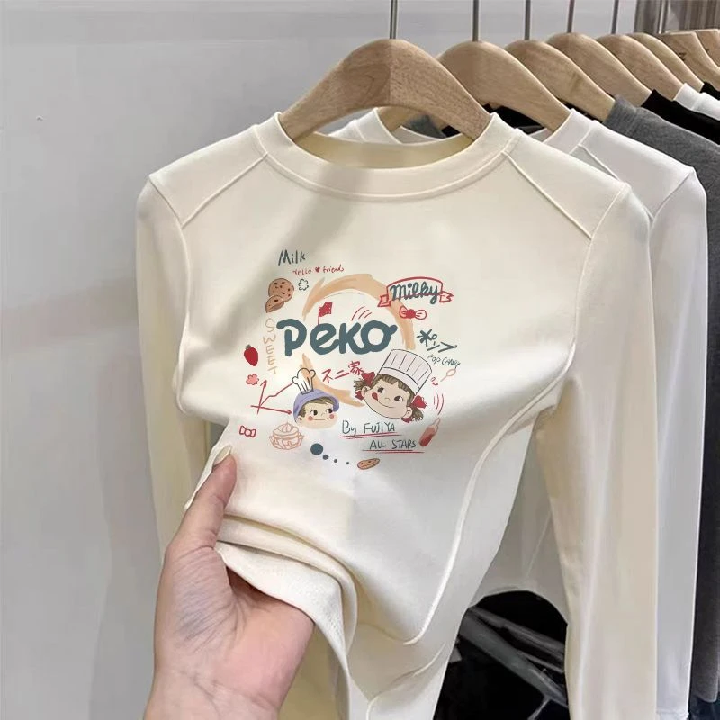 秋冬女童保暖长袖休闲t恤女秋冬纯棉2025新款中大童打底上衣ins