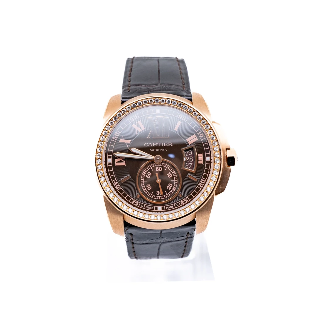 99新 Cartier/卡地亚 卡利博W7100007 42表径咖盘后钻机械表 单表