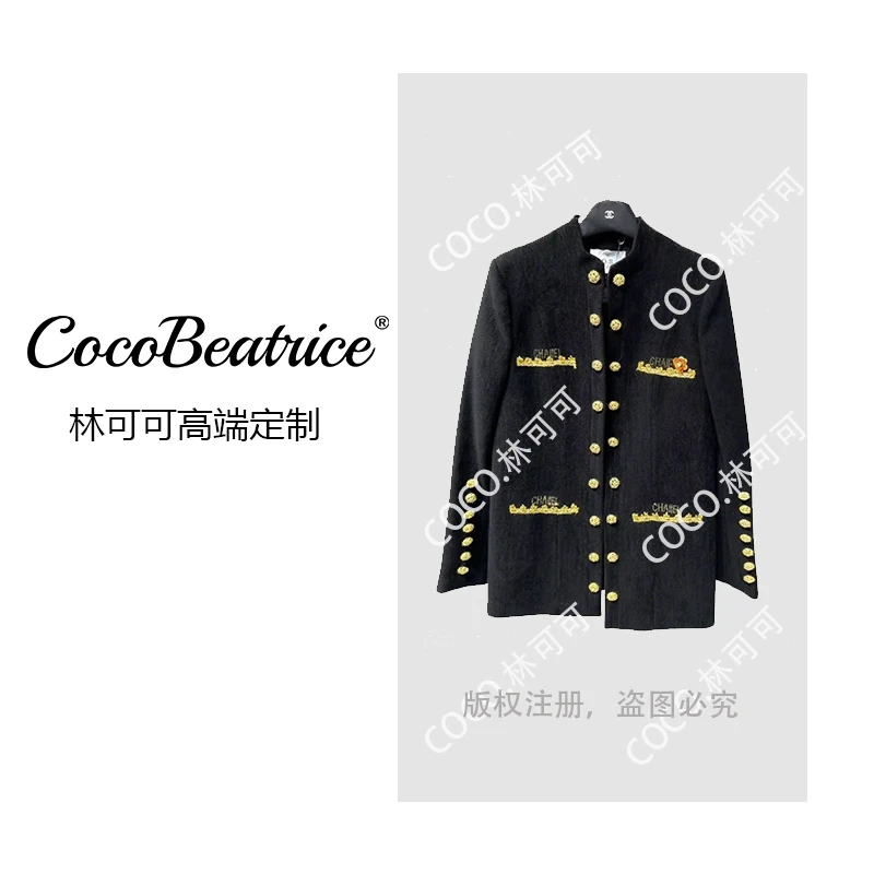 复古小个子宫廷时尚双排扣夹棉西装外套女秋冬新款小香风上衣潮
