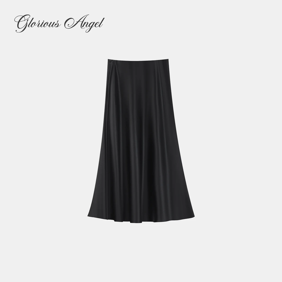 G.A 摇曳生姿 都市风雅 丝滑亲肤 缎面醋酸立体斜裁半裙