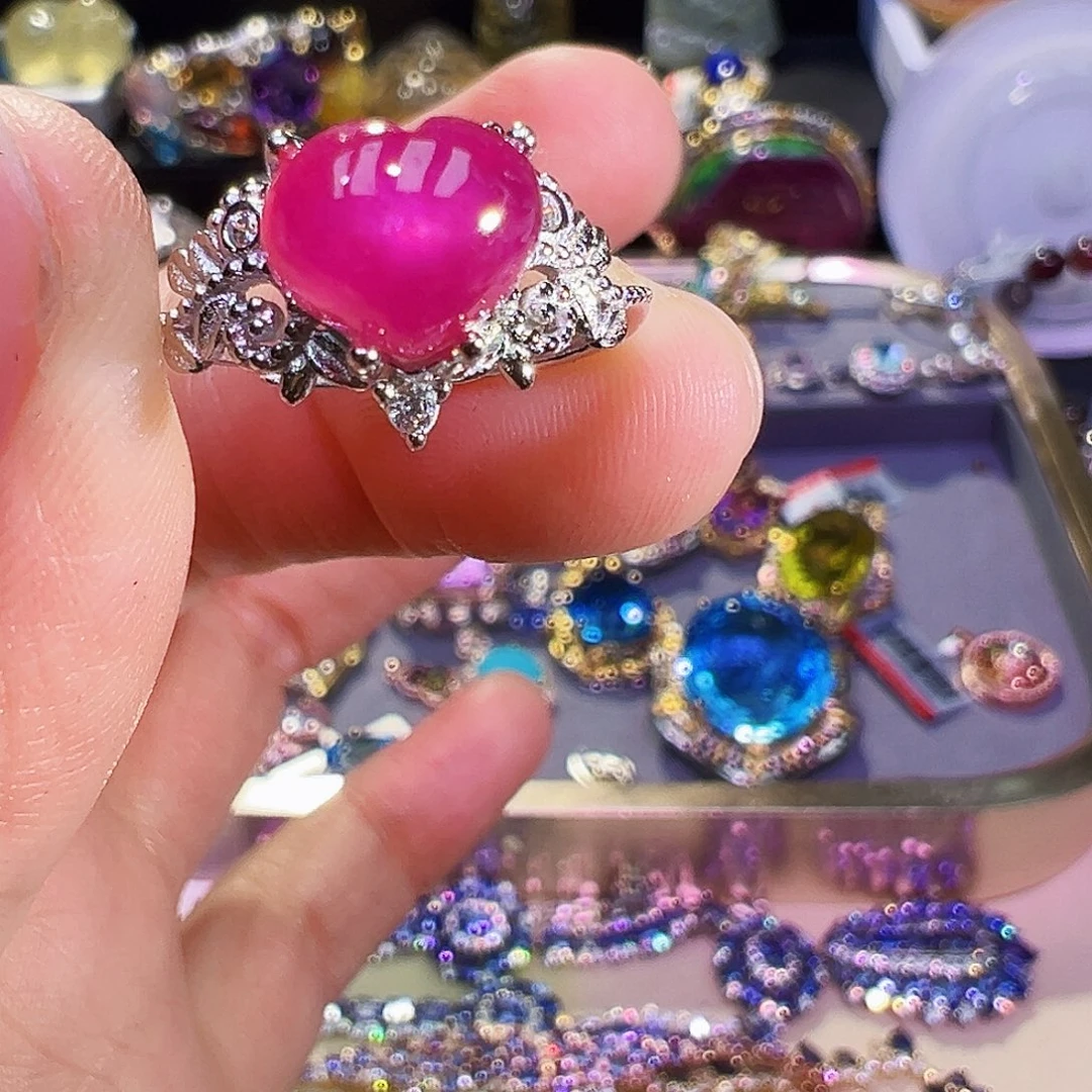 银S925镶嵌红宝石珠宝奇石