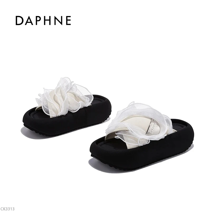 达芙妮女鞋2025夏季时尚休闲一字拖外穿网红百搭沙滩凉鞋厚底LL