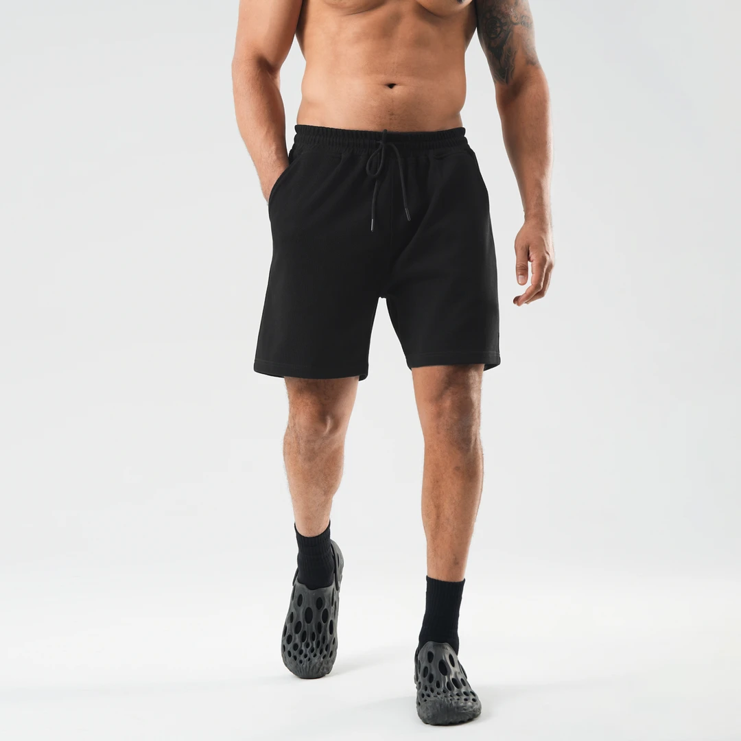 BD.POWER UP+夏季纯色肌理感美式短裤简约大码健身运动短裤男宽松