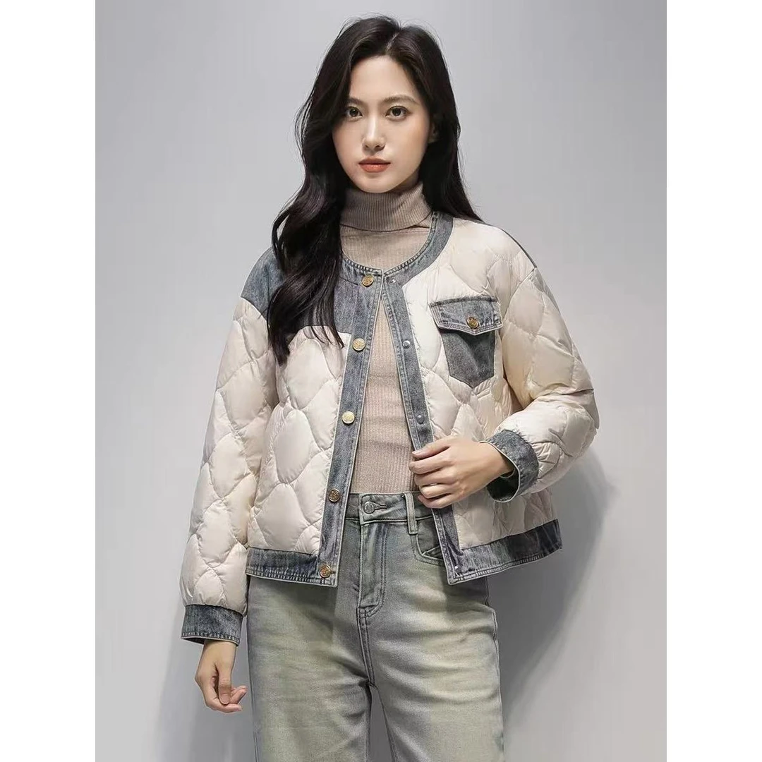 Y592 冬款新品设计感时尚简约拼接短款羽绒服LY