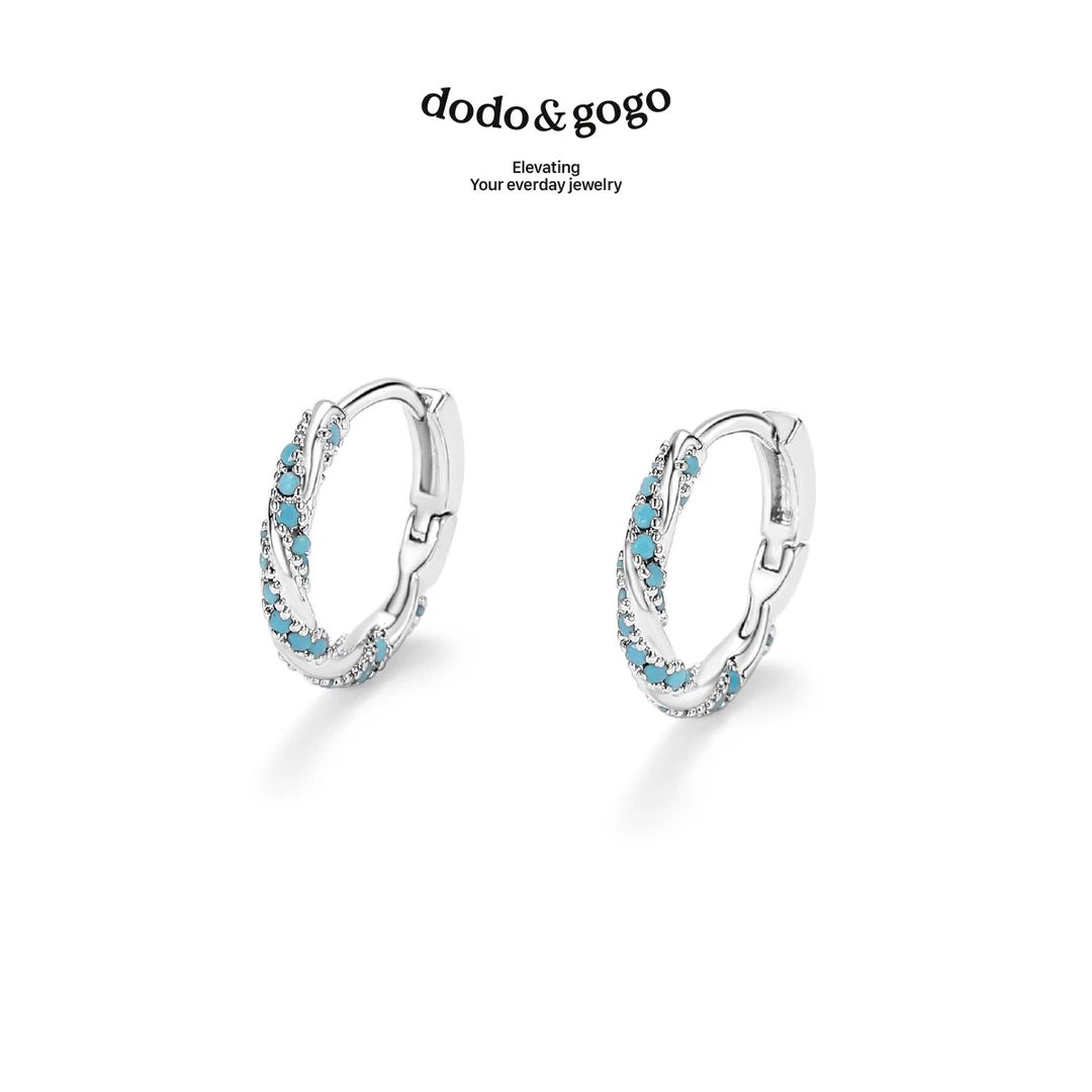 合金耳饰 蓝珐琅缠绕耳扣轻奢高级气质百搭大气温柔耳环