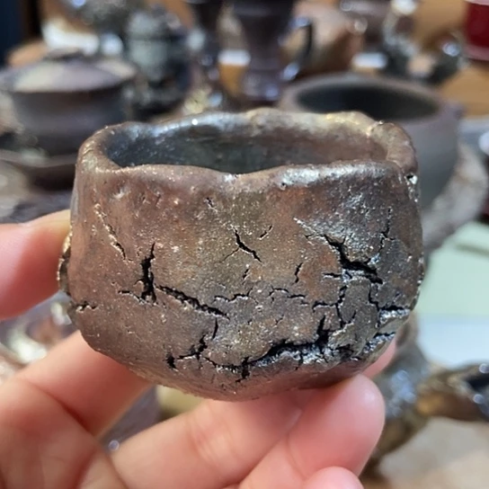 杯爆裂杯 柴烧裸烧手作品