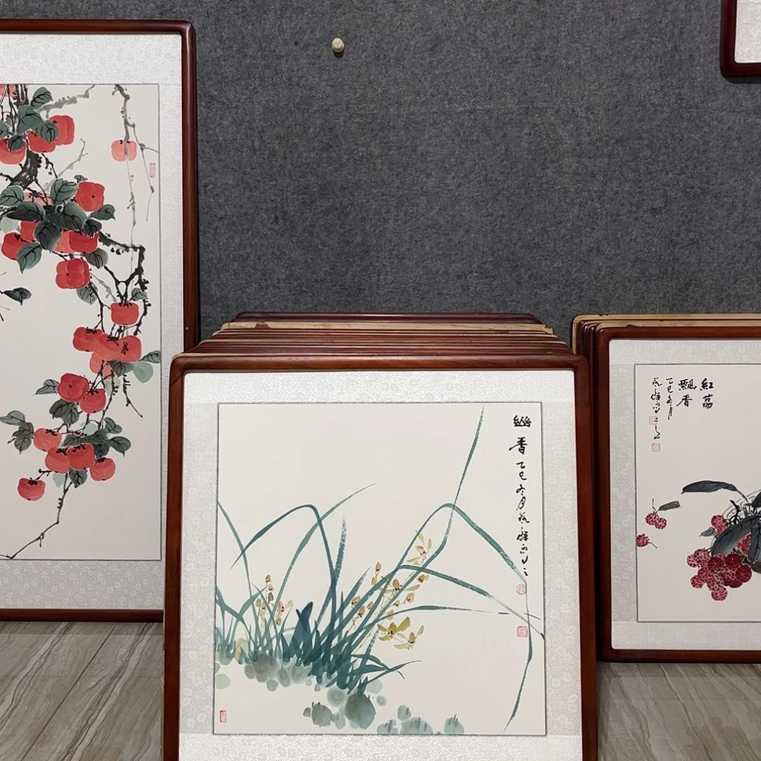 国画书画作品带框63×63