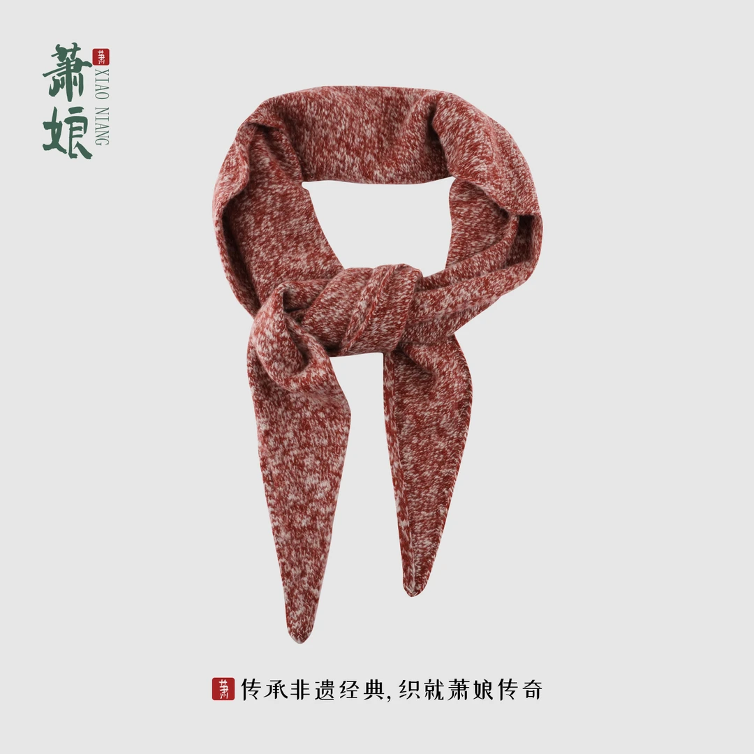 萧娘【丝巾】羊毛羊绒女围巾法式复古慵懒秋冬大三角型披肩围巾3083