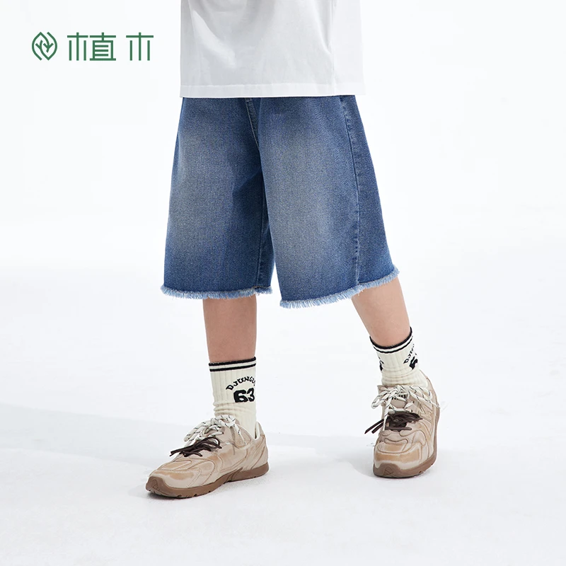 植木童装男童裤子2025夏新款中大童牛仔短裤休闲五分裤25K174026