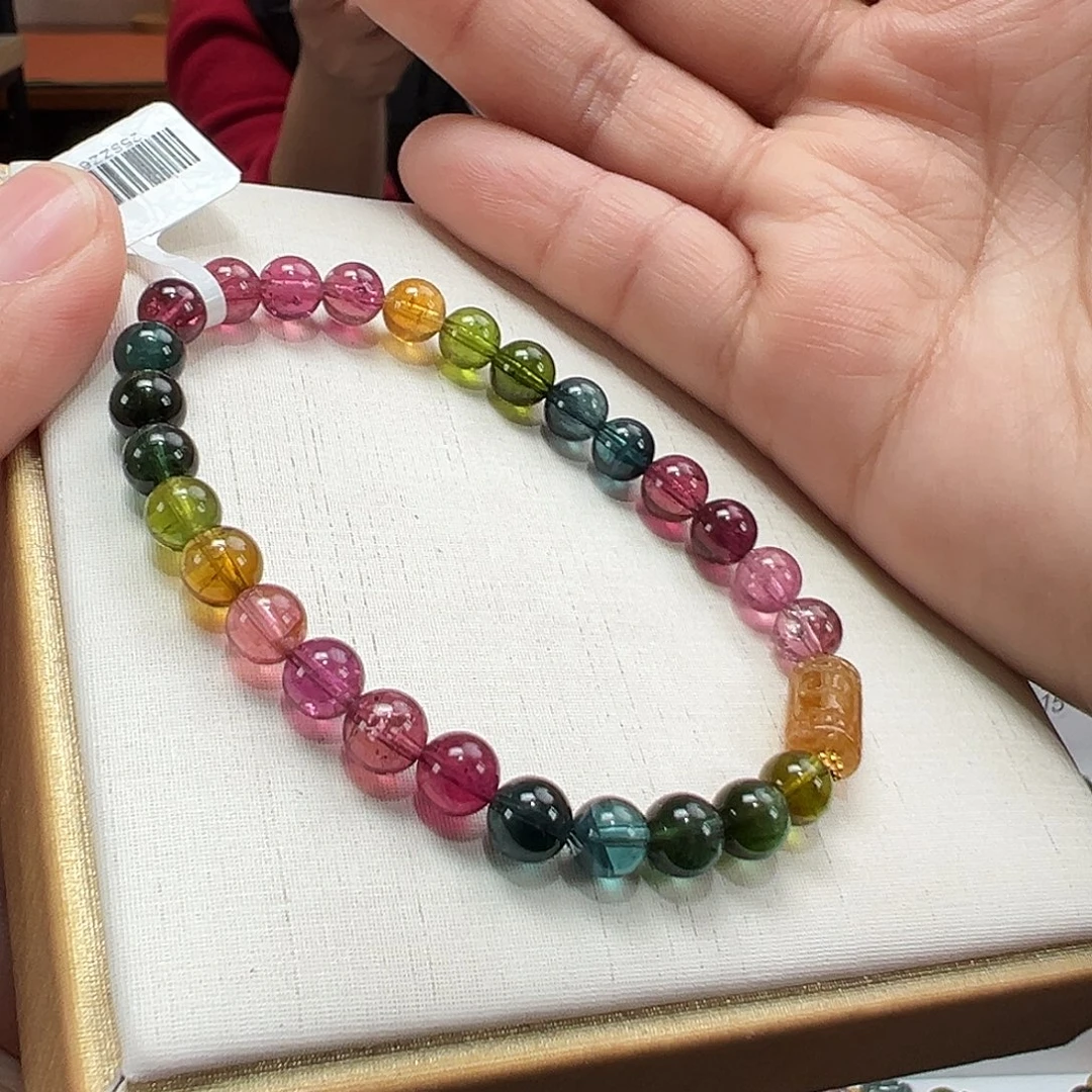 碧玺手串18K金镶嵌6.3mmmmmm