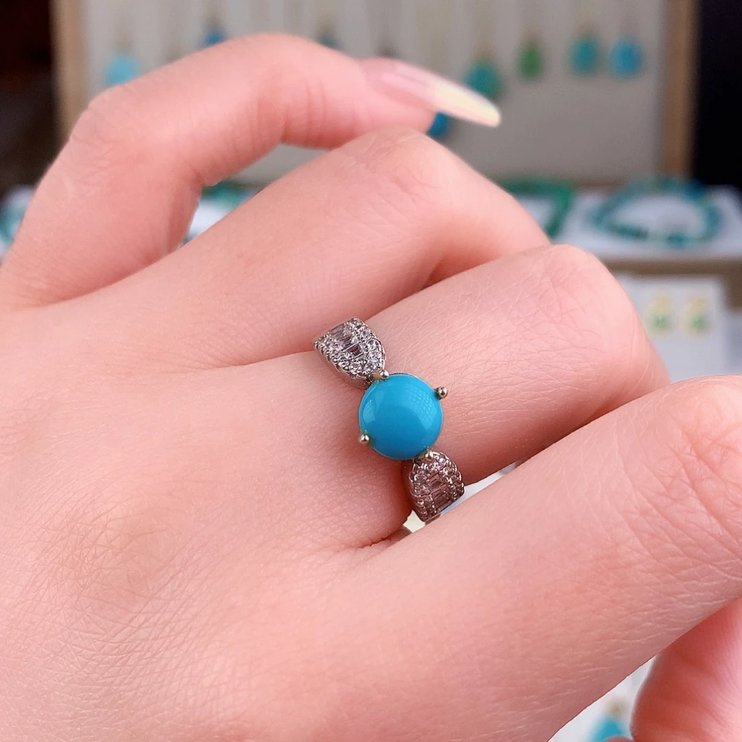 绿松石银S925镶嵌戒指