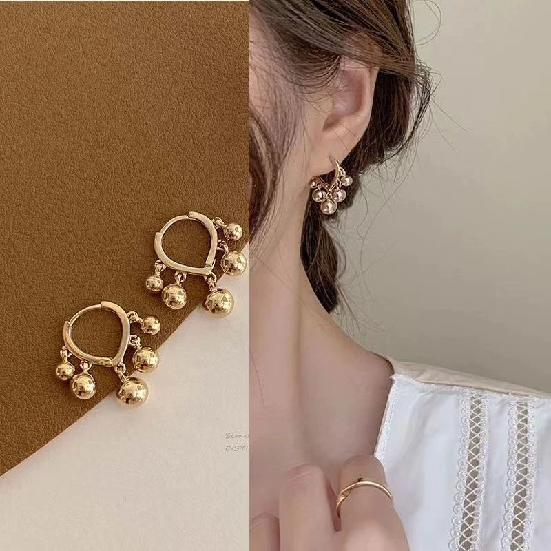 钛钢耳饰 五面玲珑珠转运珠圆球爱心耳扣耳坠心形耳环