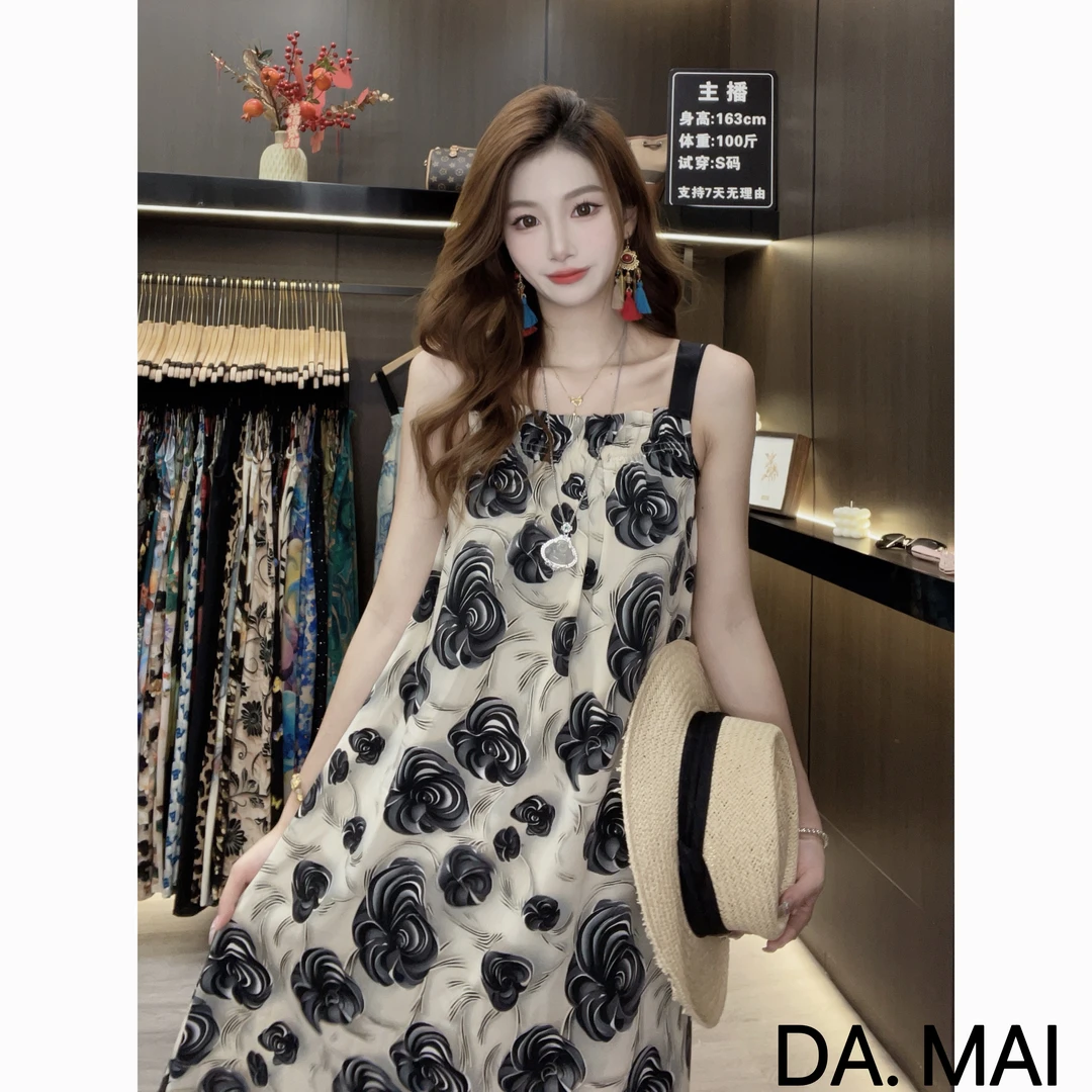DA.MAI-2025女款轻奢宽松长裙春夏缎料无袖气质时尚连衣裙