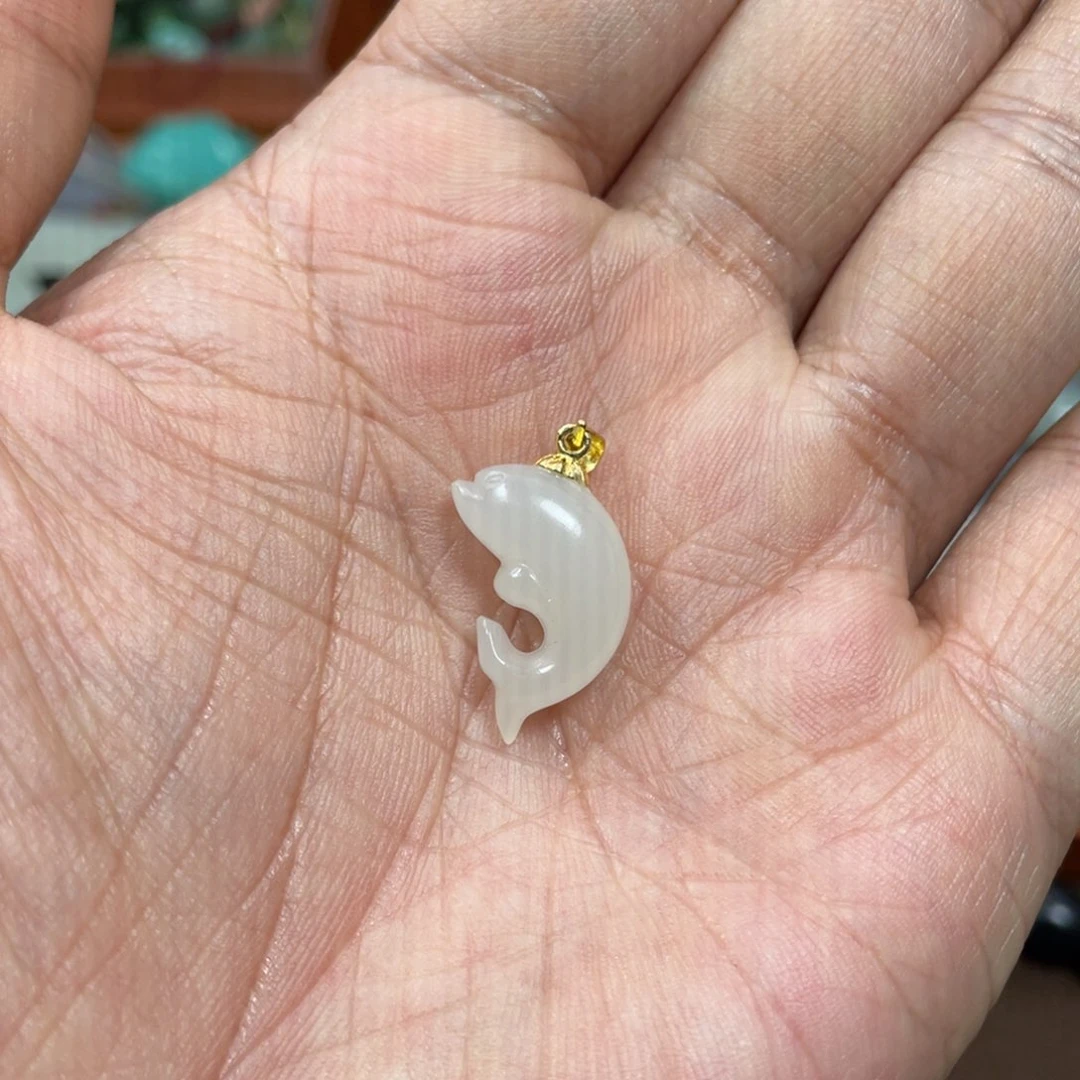 和田玉颈饰银S925镶嵌